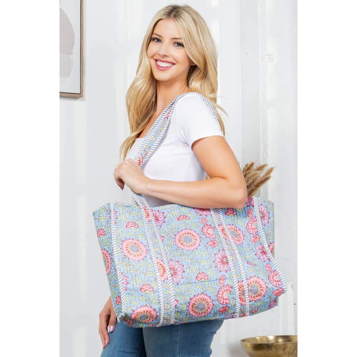 LA Soul - Wholesale Tote Bag - Women's - Floral Quilted Tote Bag