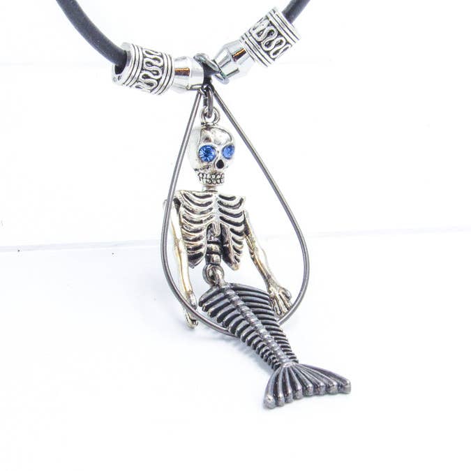 Mermaid Skeleton Leather Necklace for wholesale by Oh, Heart!