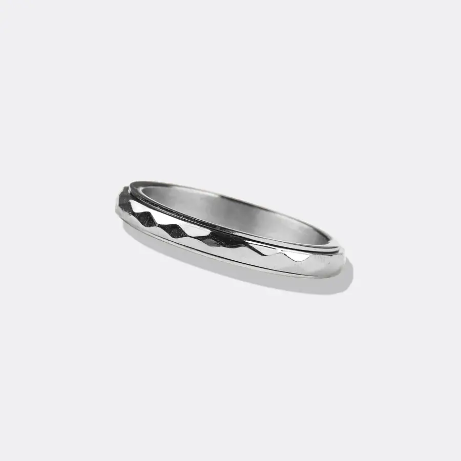 Mint & Lily - Wholesale Band/Stacked Ring - Dainty Hammered Band Spinning Fidget Ring10