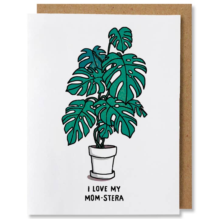I Love My Mom-Stera - Illustrated Funny Plant Mother's Card for wholesale by NANU Studio