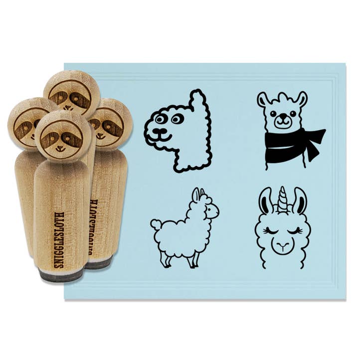Ensemble de tampons en caoutchouc Fun Llamas, écharpe, licorne, pour tamponner, bricoler, planificateurs pour la vente par Sniggle Sloth