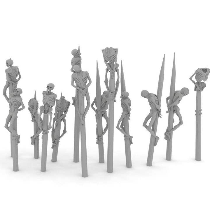 Esqueletos Empalados - Ruinas de Shadowfey, DnD, Pathfinder, 15mm, 28mm, 32mm, terreno para wargaming, dispersión, D&D, cementerio, camposanto para venta al por mayor de The Beaver and Broadsword