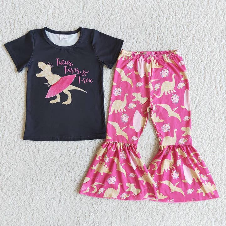 Aier Wholesale - Wholesale Top & Pant Set - Kids - tutus tiaras Trex Dinosaur bell sets