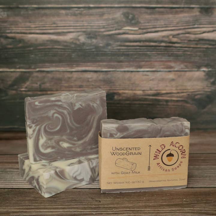 Unscented Woodgrain Soap with Goat Milk for wholesale by Wild Acorn Artisan Soaps LLC