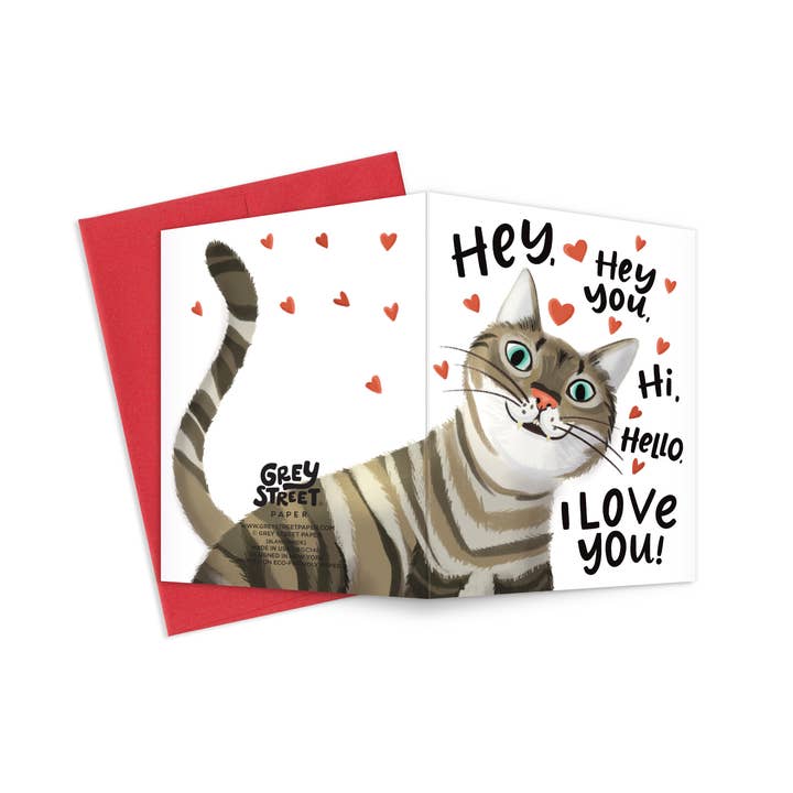 Grey Street Paper - Wholesale Love Card - In Your Face Cat Love Greeting Card2