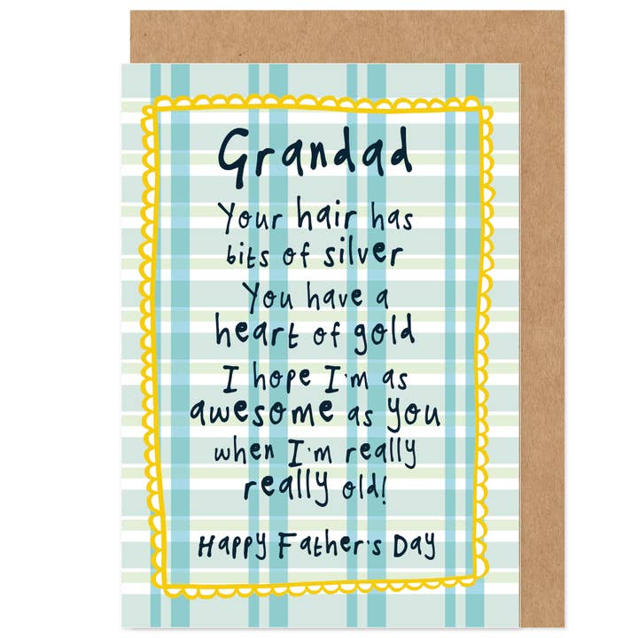 Farfar Silverhår Hjärtat Av Guld Roligt Fars Dags-kort för wholesale av Bow & Bell