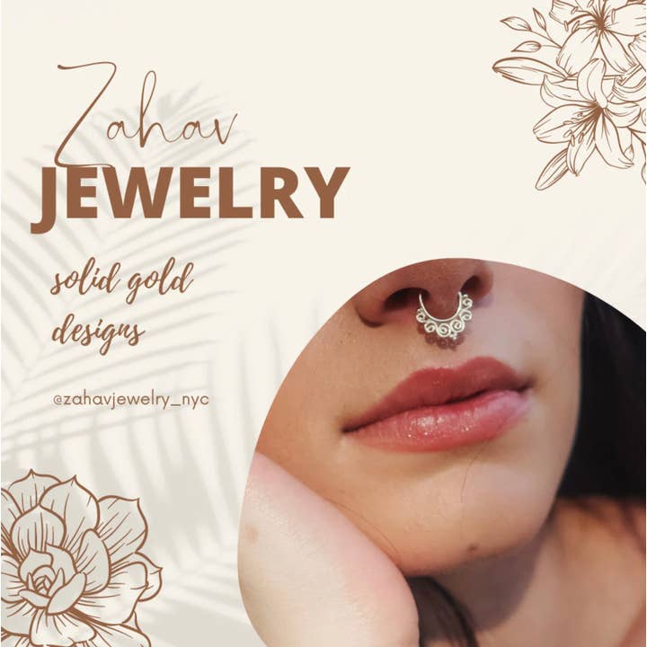 Zahav Jewelry - Wholesale Hoop Earrings - 14K Solid Gold 10 Gauge Cartilage Clicker Hoop Hinged5
