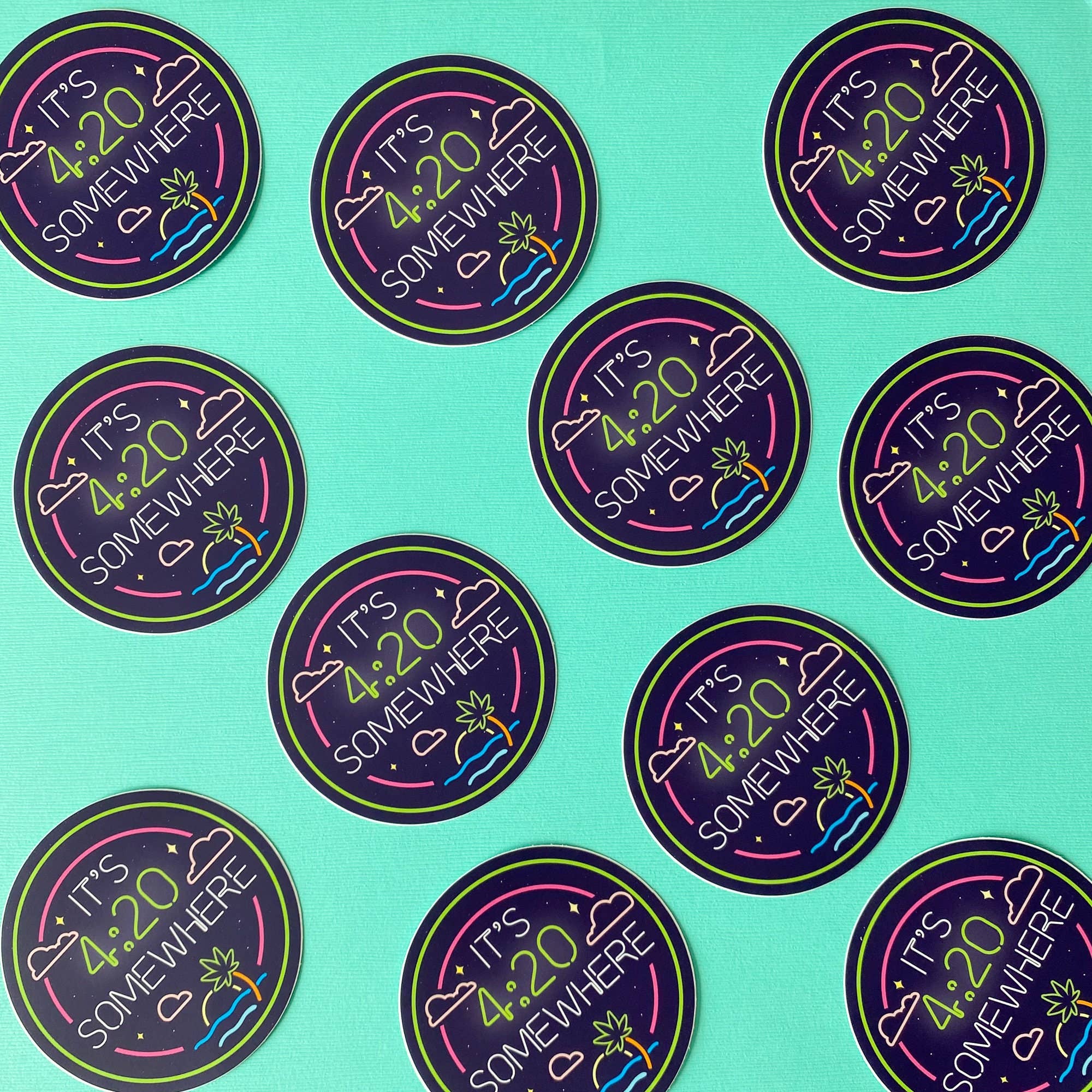 Chelzart - Wholesale Sticker - It's 4:20 Somewhere Sticker | Gifts For Stoners |3