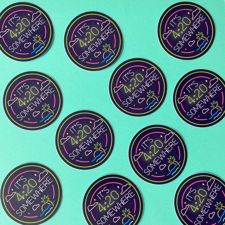 Chelzart - Wholesale Sticker - It's 4:20 Somewhere Sticker | Gifts For Stoners |3