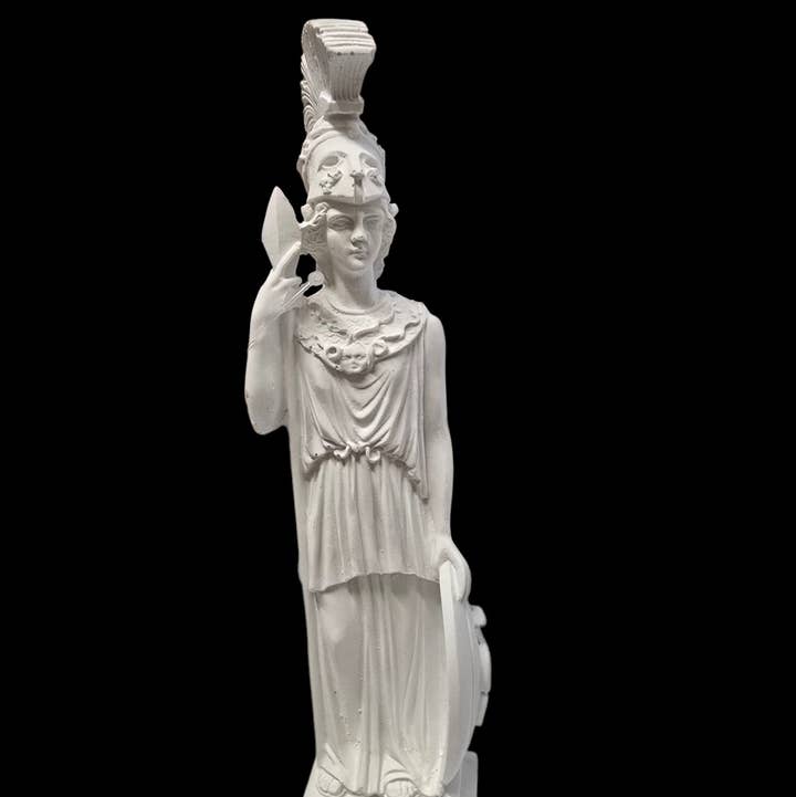 Athena Alabaster Statue with Spear and Shield – 10.5" Made in Greece for wholesale by 2 Greeks Inc