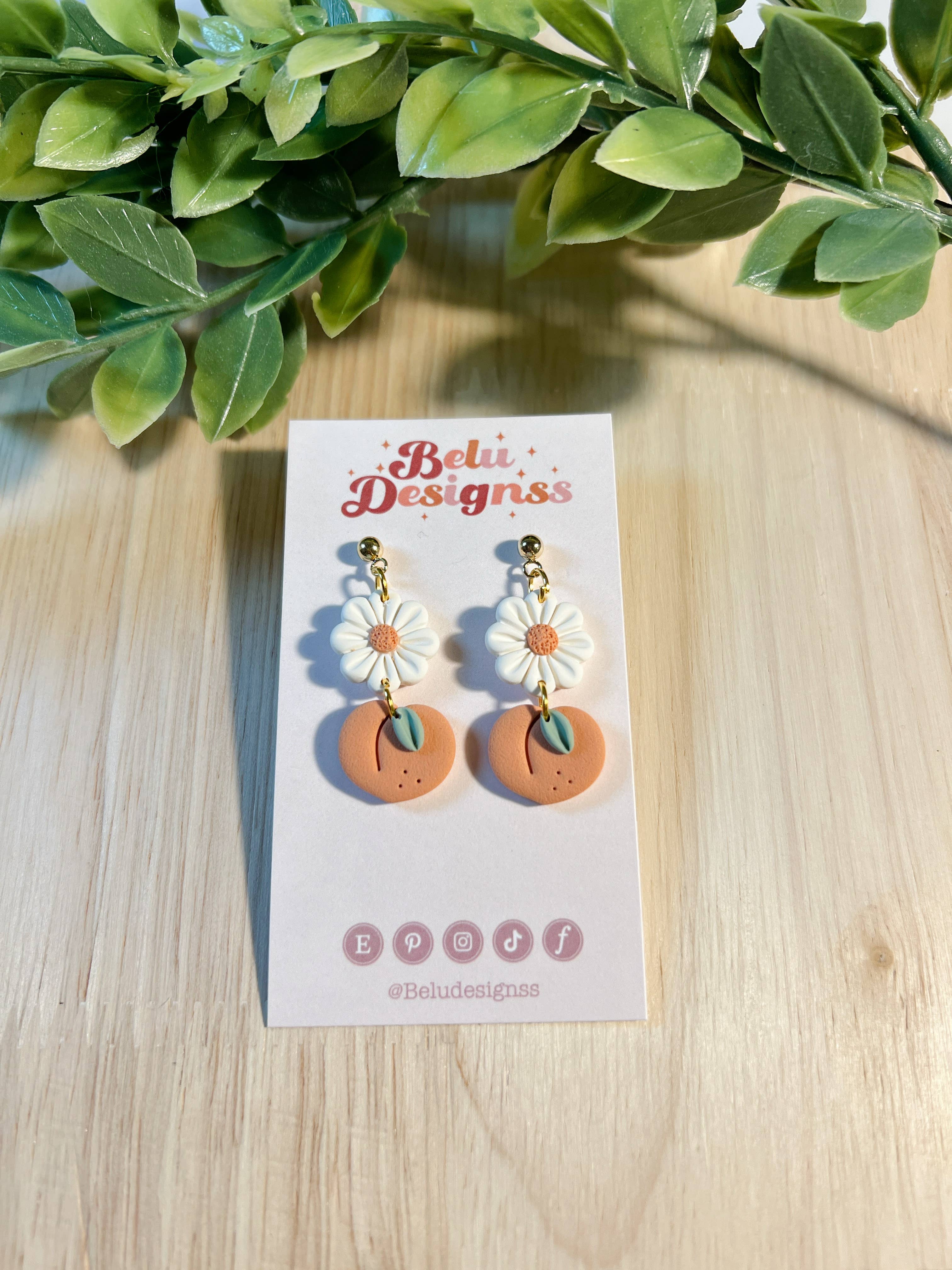 Belu Designss - Wholesale Dangle Earrings - Little fruits with flowers polymer clay earrings 4