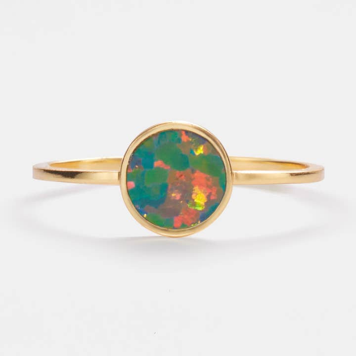Dainty Gold Opal Stacking Band Ring in 925 Sterling Silver for wholesale by Perimade & Co. LLC