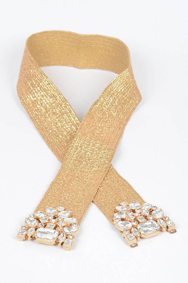 anbfashion - Venta al por mayor Cinturón - Mujer - [TALLA GRANDE] Cinturón elástico de paja metalizada con múltiples piedras 551