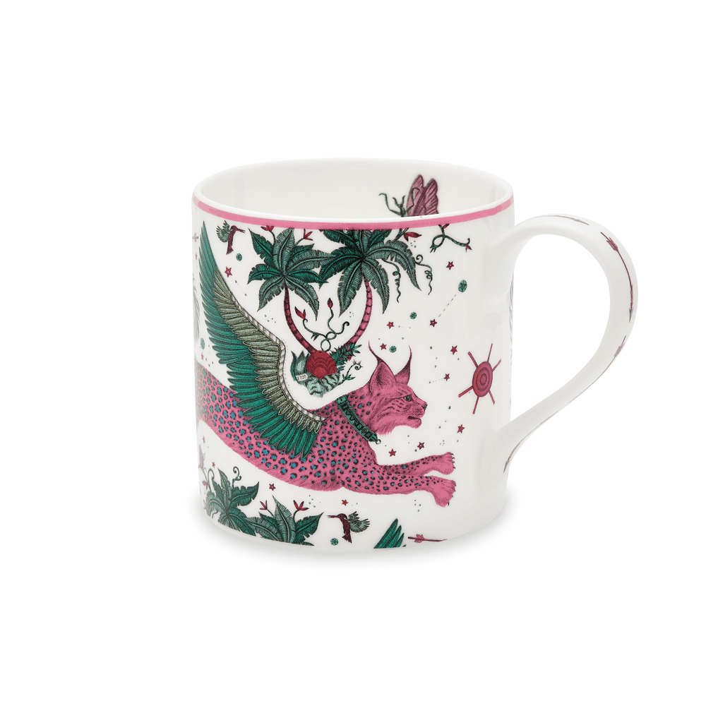 Emma J Shipley - Wholesale Coffee Mug - Fine Bone China Lynx Coffee Mug with Peacock Tail Design1