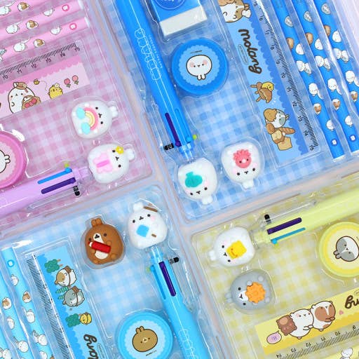 K-Wonderland - Vendita all'ingrosso Set di cartoleria/cancelleria - Set di Cancelleria Molang – Confezione Regalo di Forniture Scolastiche Carine5