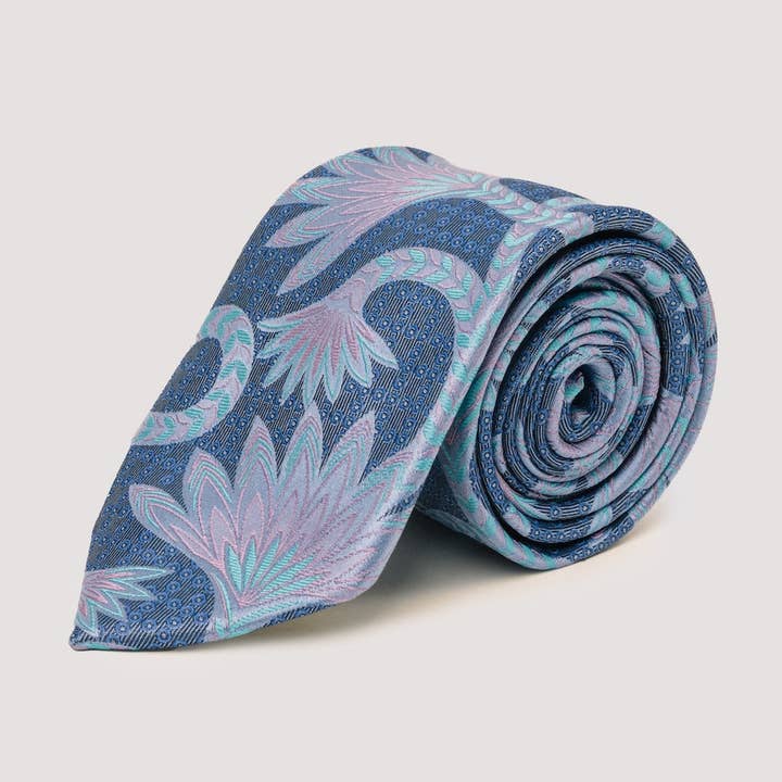 Cravate en soie tressée romaine | 100 % soie | Bleu clair pour la vente par Steven Land