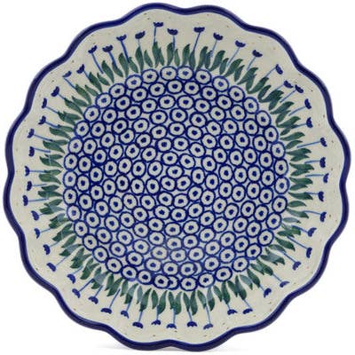 Scalloped Fluted Bowl 8" Water Tulip Theme for wholesale by Polmedia Polish Pottery