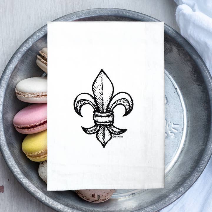 black Fleur-de-lis Kitchen Towel | Tea Towels | Louisiana Towels for wholesale on Faire2