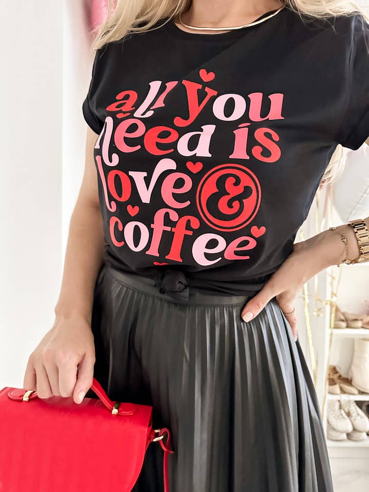 Kiss Couture - Wholesale Screen Printed T-Shirt - Women's - Love & Coffee — shirt