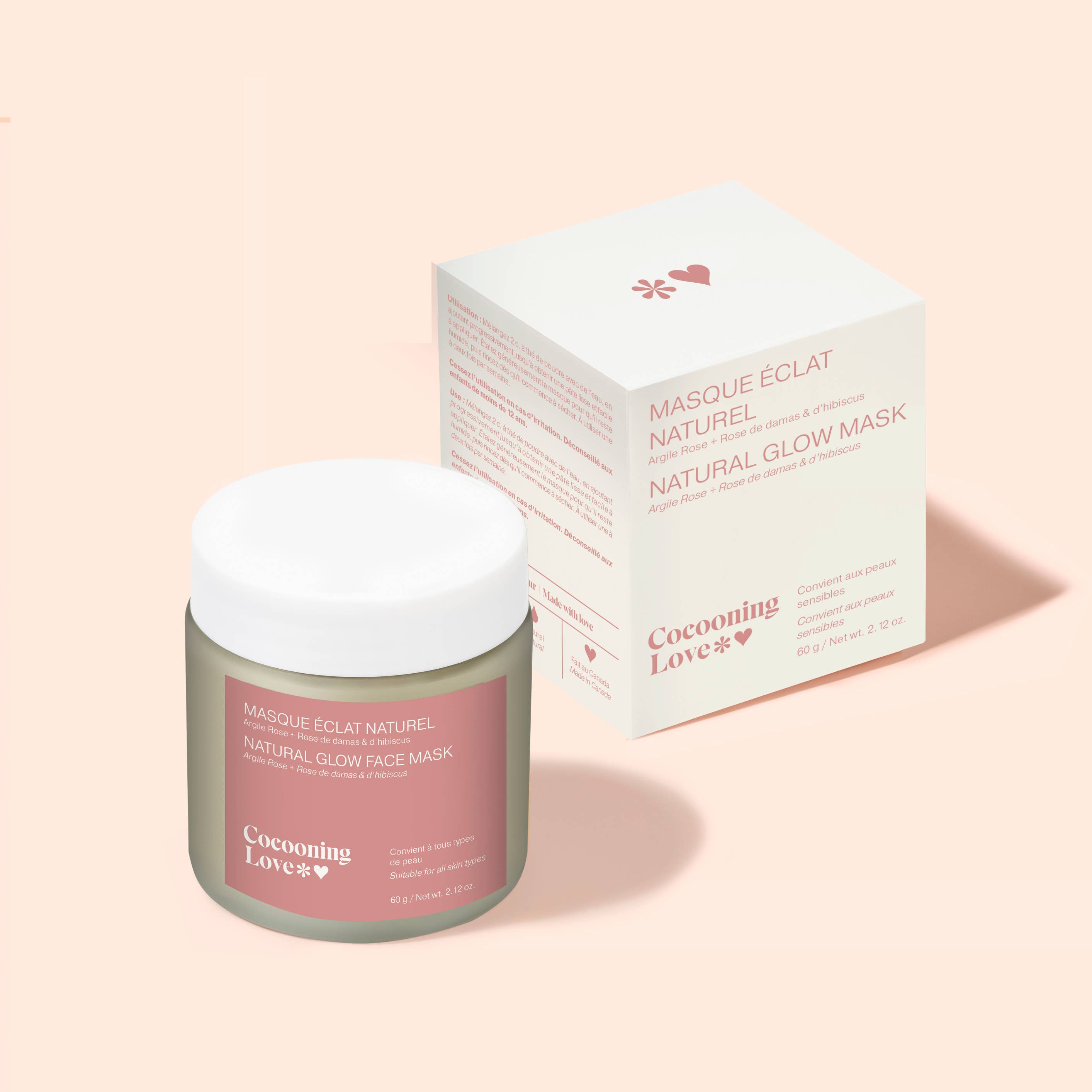 Cocooning Love - Wholesale Skincare Face Mask - Natural radiance mask - Pink clay + damask & hibiscus rose