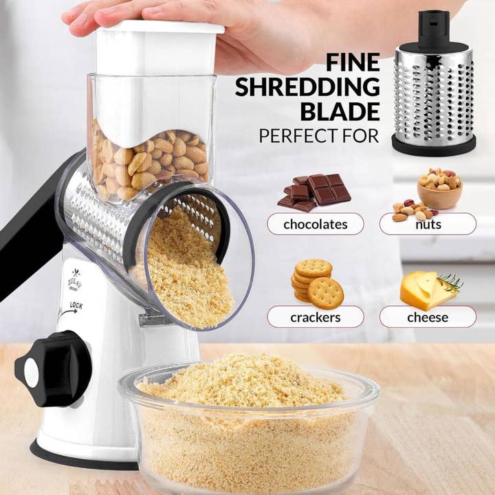 Zulay Kitchen - Wholesale Grater - Cheese Grater Hand Crank with 3 Replaceable Blades