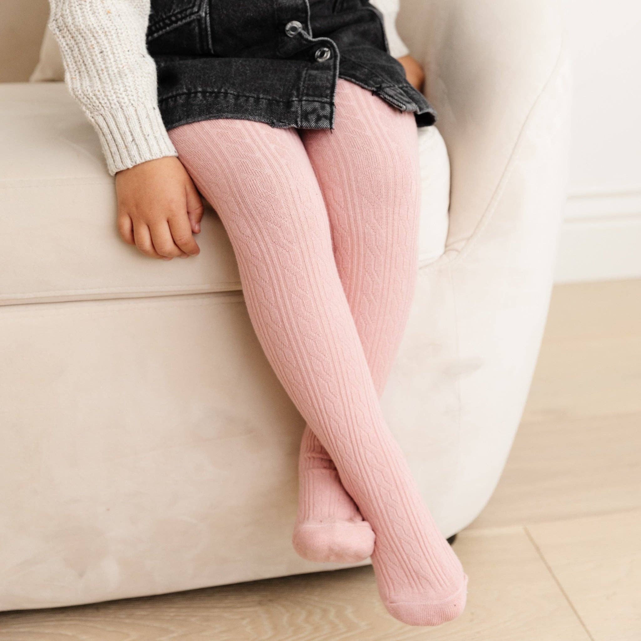 Little Stocking Co. - Wholesale Tights - Kids - Blush Pink Cable Knit Tights1