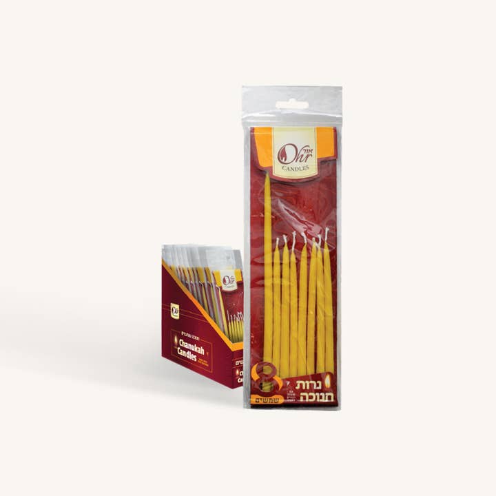 Ner Mitzvah - Wholesale Tapered Candle/Candlestick - Beewax Shamoshim Set - 1 Large, 7 Small (Ohr)