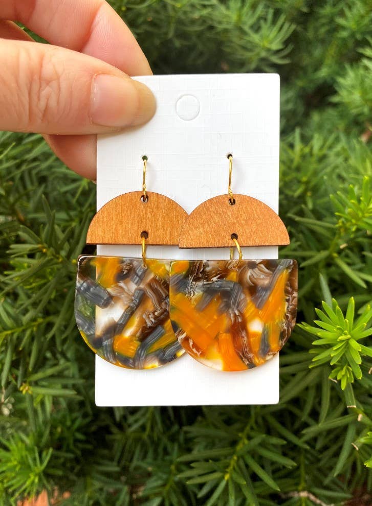 Baubles by B - Wholesale Dangle Earrings - Squash Wood and Acrylic Deco Drops2