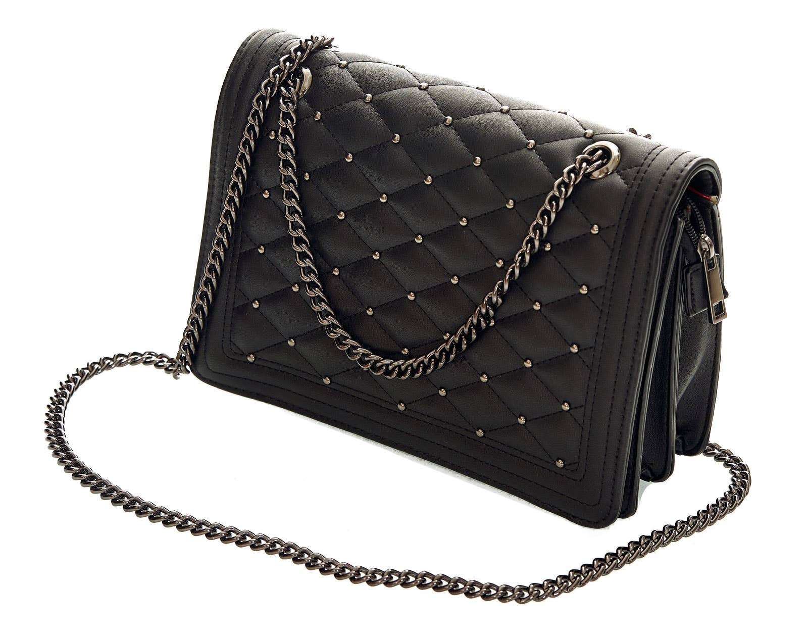 HJS – wholesale Axelväska - Dam – VISTA axelväska med nitar och rött foder1