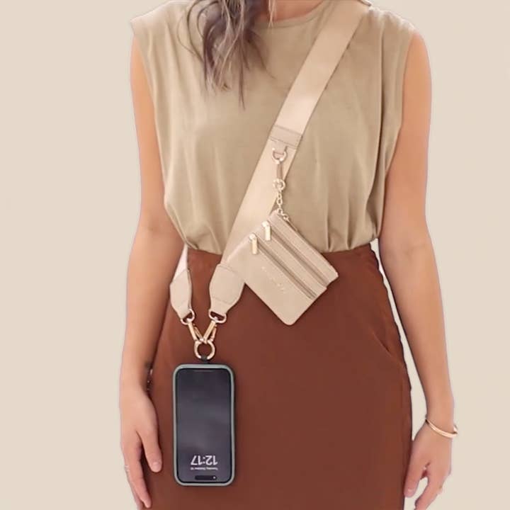 Save The Girls - Wholesale Phonecase Strap - Clip & Go Phone Lanyard with Pouch - Neutral Collection