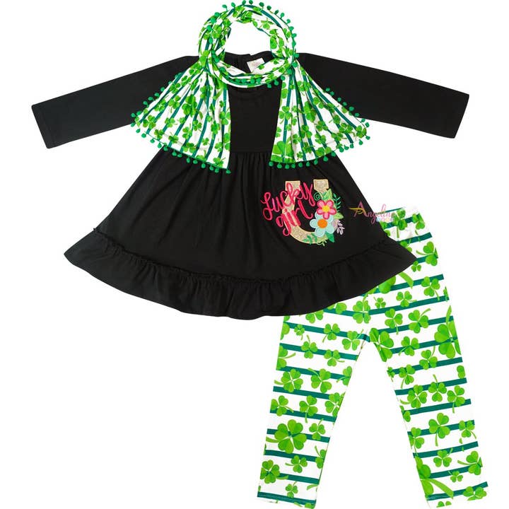 Baby Toddler Little Girls St Patrick Days Lucky Girl Scarf O for wholesale by Angeline Kids