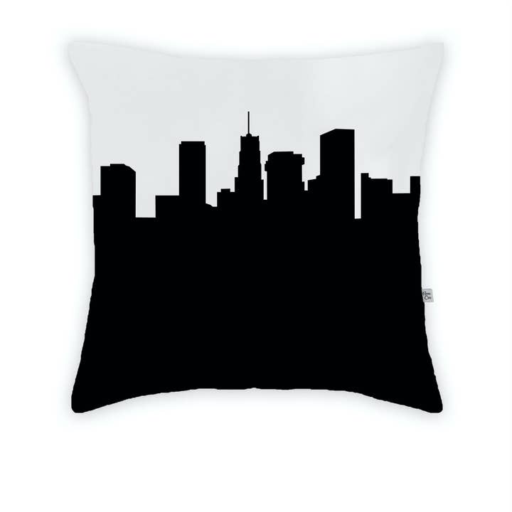 Akron OH Skyline Large Throw Pillow for wholesale by Anne Cate