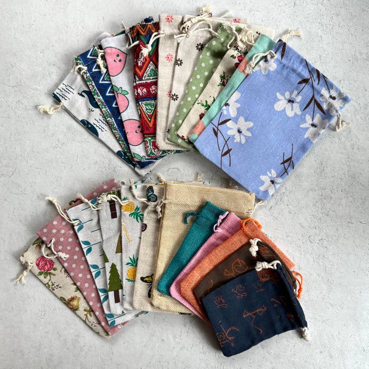 Pebble House - Wholesale Gift Bag - Drawstring Fabric Crystal Gift Pouch - Random Assortment