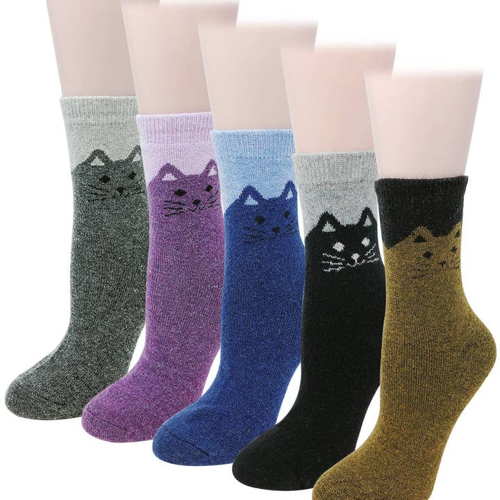 Wrapables Women Thick Winter Warm Cat Wool Socks (Set of 5) and other Purchase Wholesale socks that save cats. Free Returns & Net 60 Terms on Faire trending on Faire.