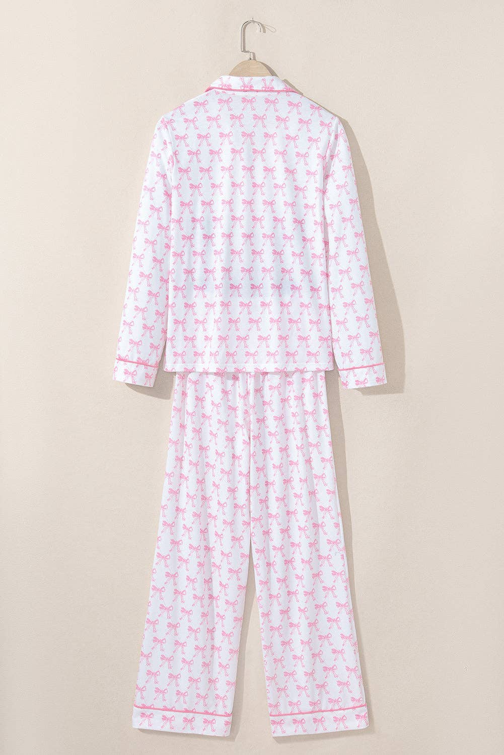Lovesoft - Wholesale Sleepwear Set - Women's - Sky Blue Bow Print Long Sleeve Shirt and Pants Soft Pajama Set5
