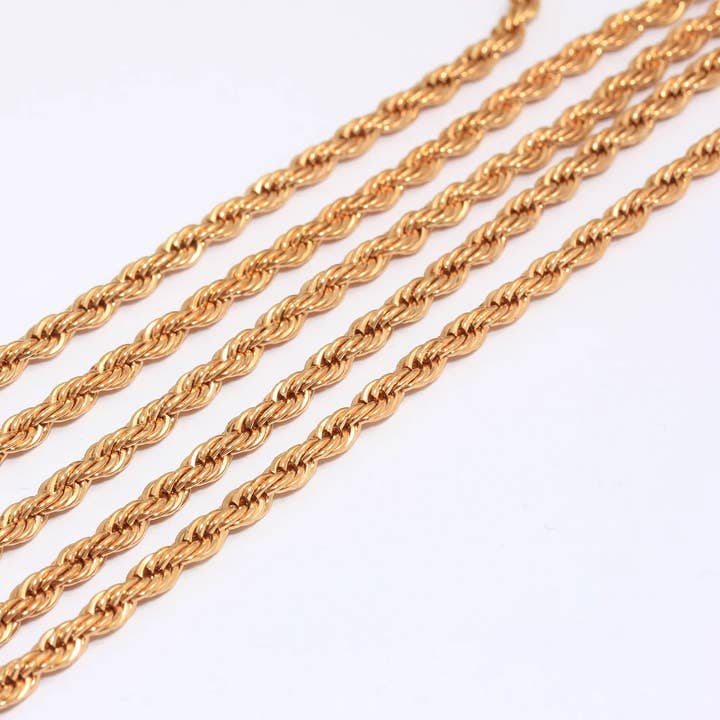 4mm Rå Kobber Rebkæde, Snoede Rebkæder, KPT12-3 for engroshandel hos QueenJewelryM