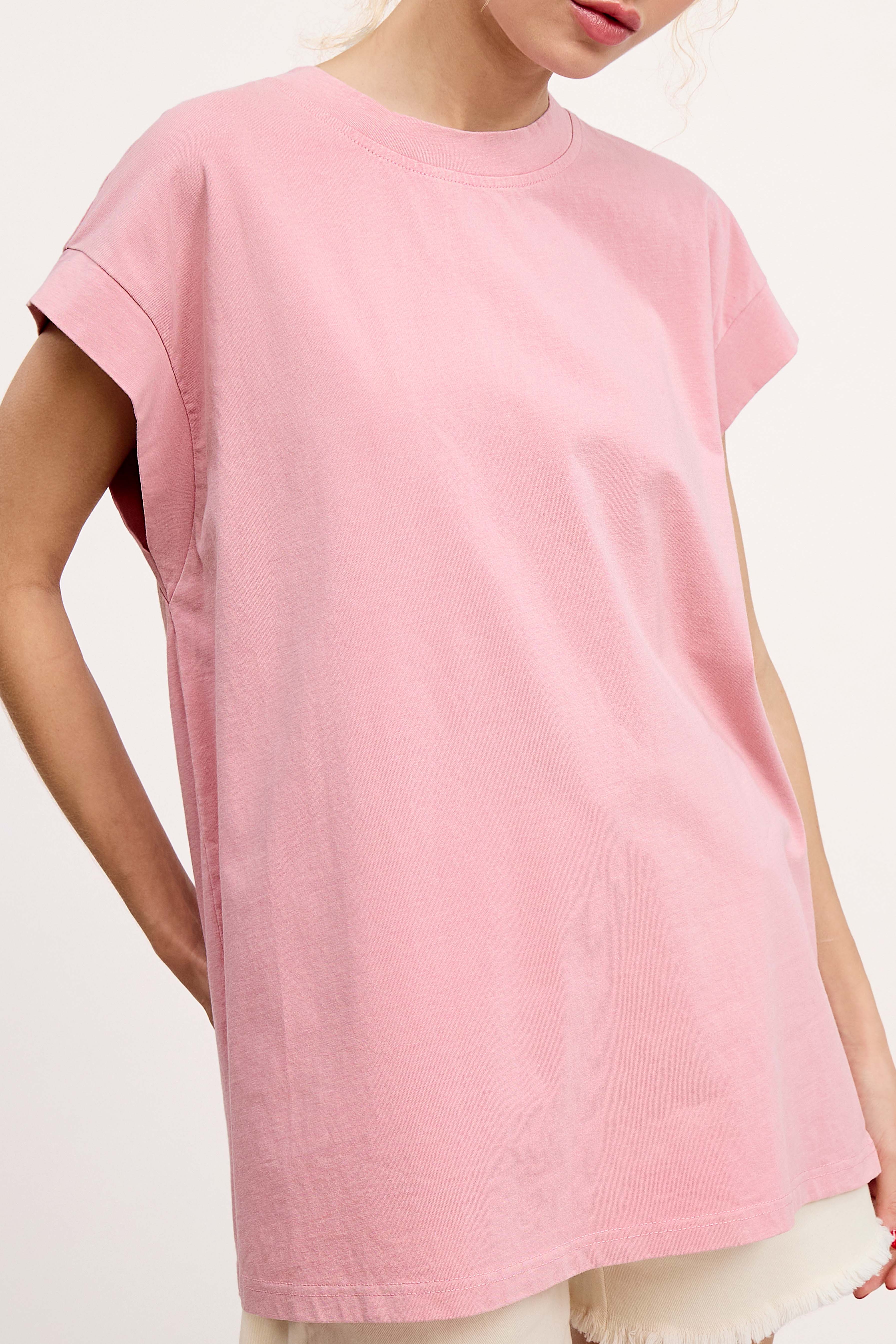 La Miel – wholesale Tunika - Dam – MCT7689-Mineraltvättad Kortärmad topp med rund halsringning7