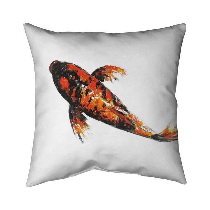 Svart Röd fjäril koi fisk | Invändig kudde 16 ”x 16" för wholesale på Faire