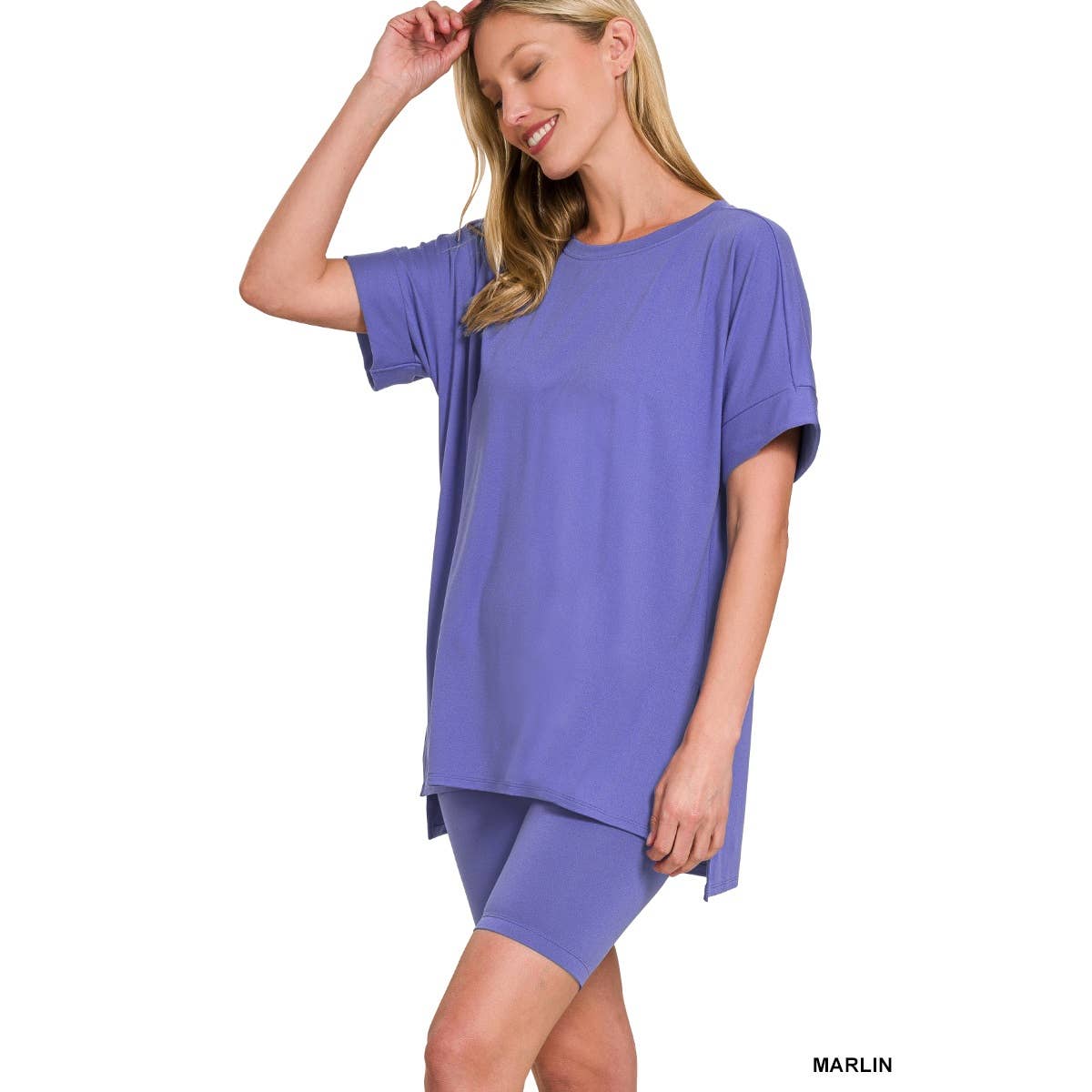 Apolline – wholesale Lounge set – Women's – BRUSHED DTY MICROFIBER ROUND NECK TOP AND BIKER SHORTS9