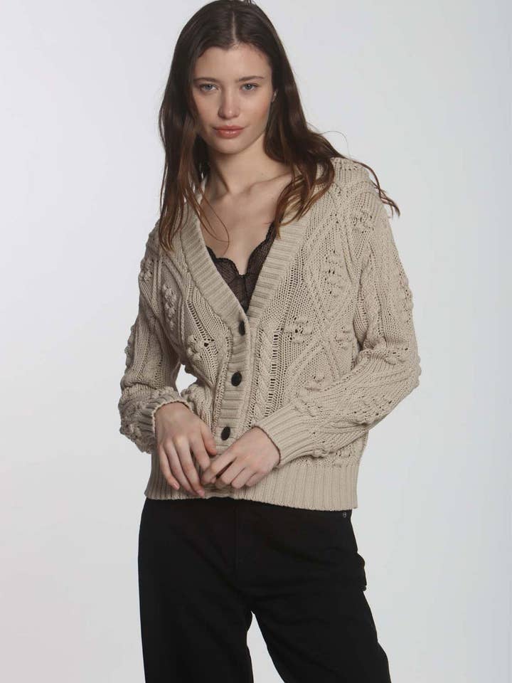 Double Diamond Cardigan - Wheat for wholesale by Label + Thread