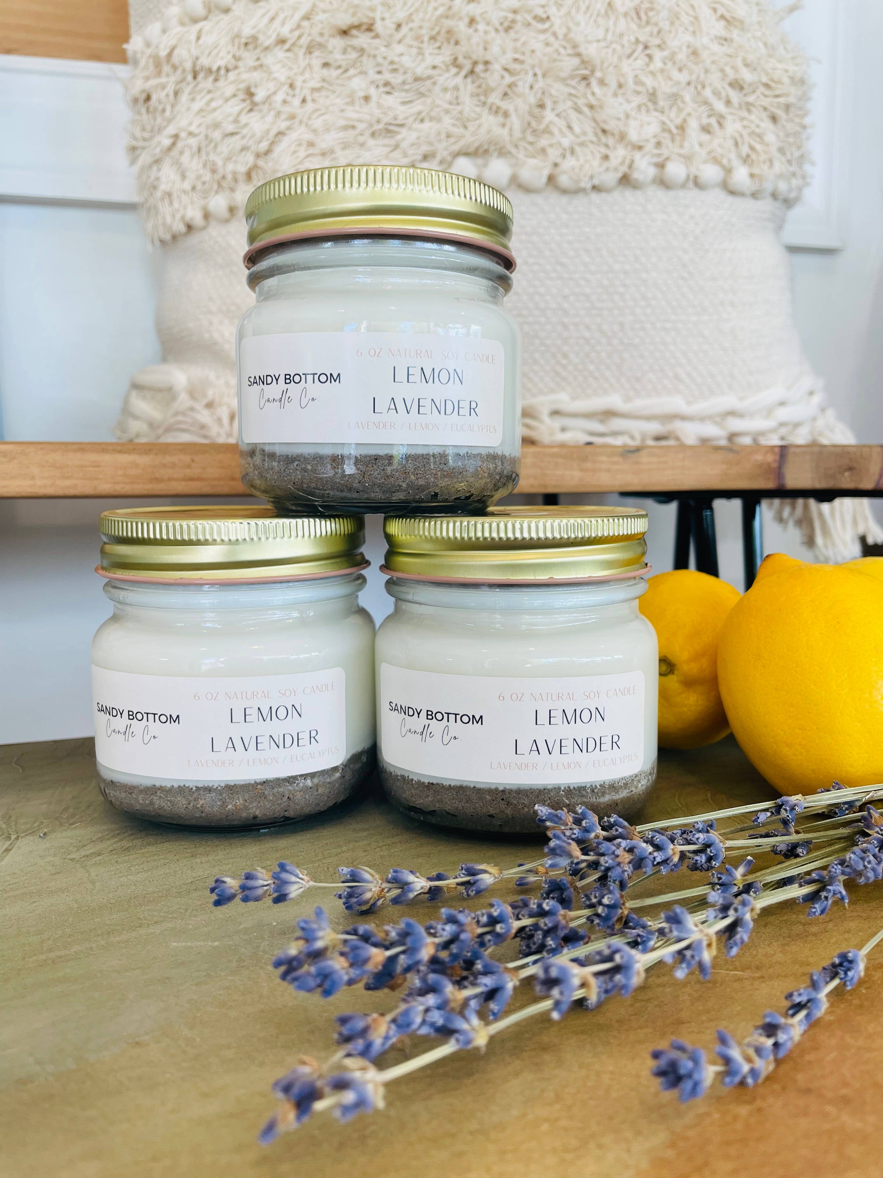 Sandy Bottom Candle Co. - Wholesale Jar/Filled Candle - Lavender Lemon 6 oz Soy Candle4