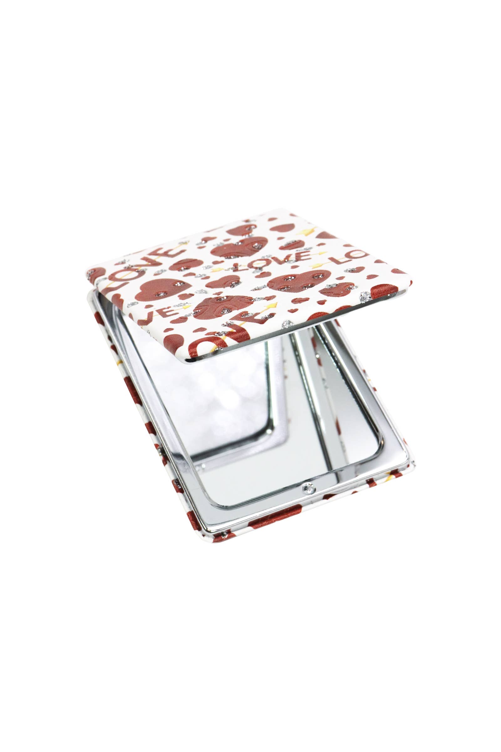 ASSORTED Love Heart Glitter Makeup Mirror - 12 Pcs for wholesale on Faire2