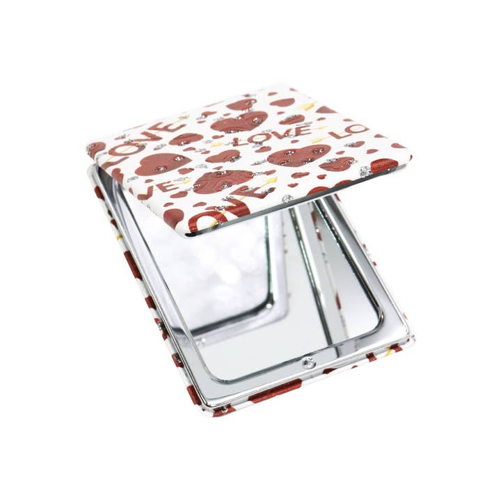 ASSORTED Love Heart Glitter Makeup Mirror - 12 Pcs for wholesale on Faire2