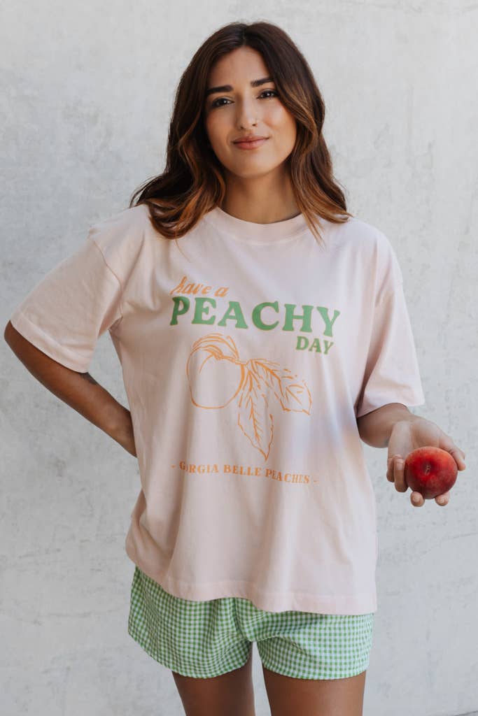 Crowned Free - Wholesale Screen Printed T-Shirt - Women's - Have a Peachy Day Tee   1