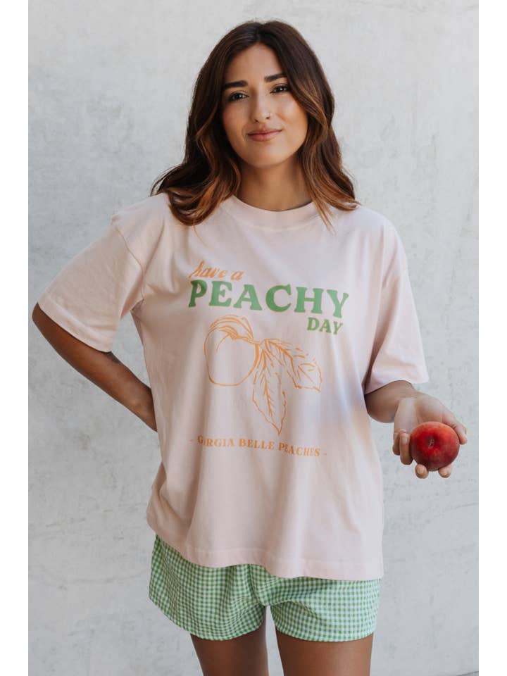 Crowned Free - Wholesale Screen Printed T-Shirt - Women's - Have a Peachy Day Tee 1