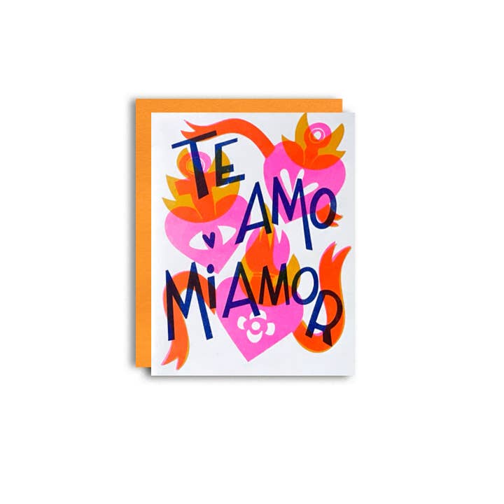 Pier Six Press - Wholesale Love Card - Te Amo Mi Amor - Love Spanish Risograph Card2