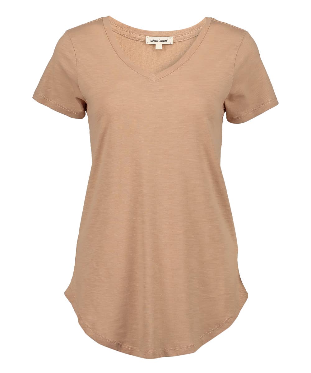 BORDEAUX, ROEST, TAUPE, BRUIN Burgundy & Rust t-shirt met ronde zoom - set van vier voor groothandel op Faire2