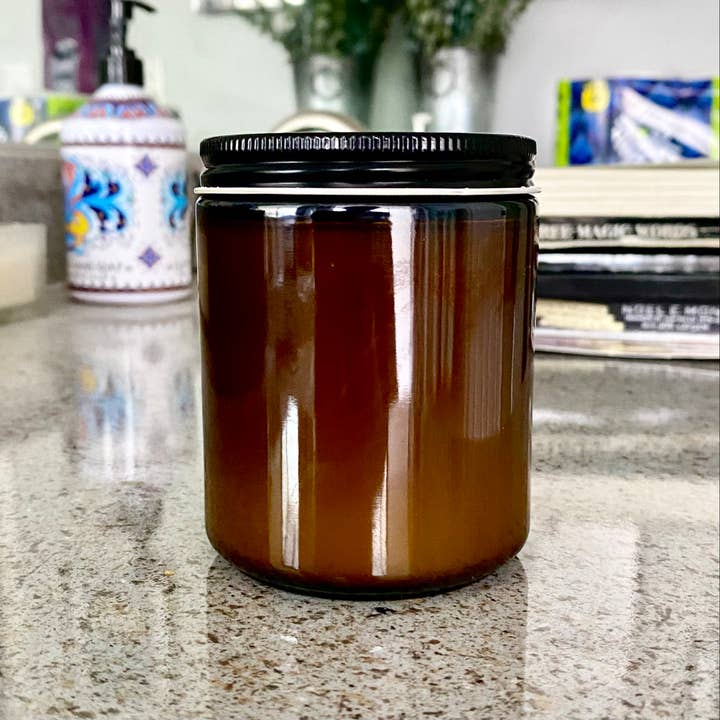 Raven’s Hearth - Wholesale Jar/Filled Candle - No Label Glass Candles | 8 oz | Amber or Clear Glass