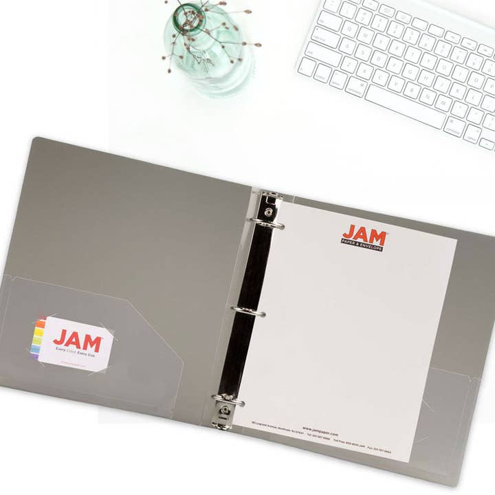 JAM PAPER - Wholesale Binder - JAM Plastic 2 inch Binder, Grey 3 Ring Binder, 1/PK4