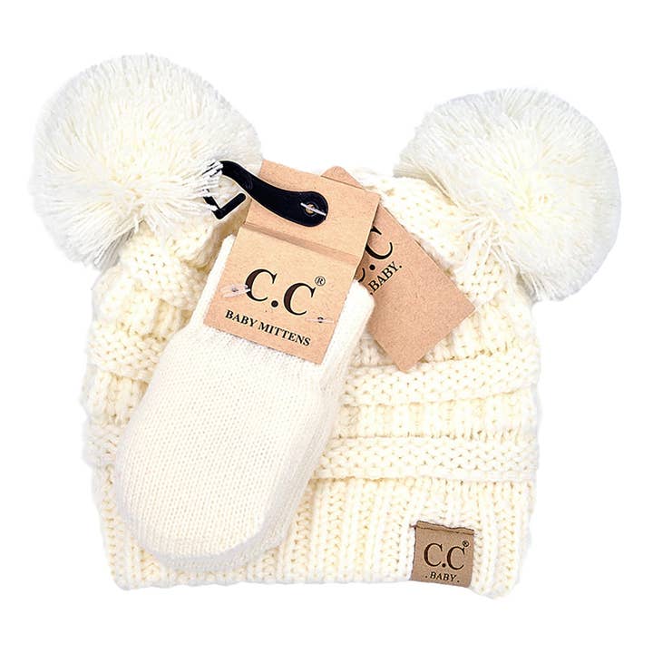 Truly Contagious - Wholesale Clothing Set - Baby - CC Baby Pom Pom Beanie and Mittens Set ( BABY-SET-4 )3